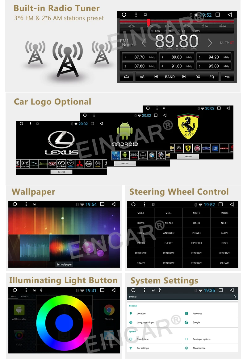 Excellent Car Stereo Radio Double Din GPS WiFi 3G Mirror-Link Android 6.0 DVD Player 1080p 6