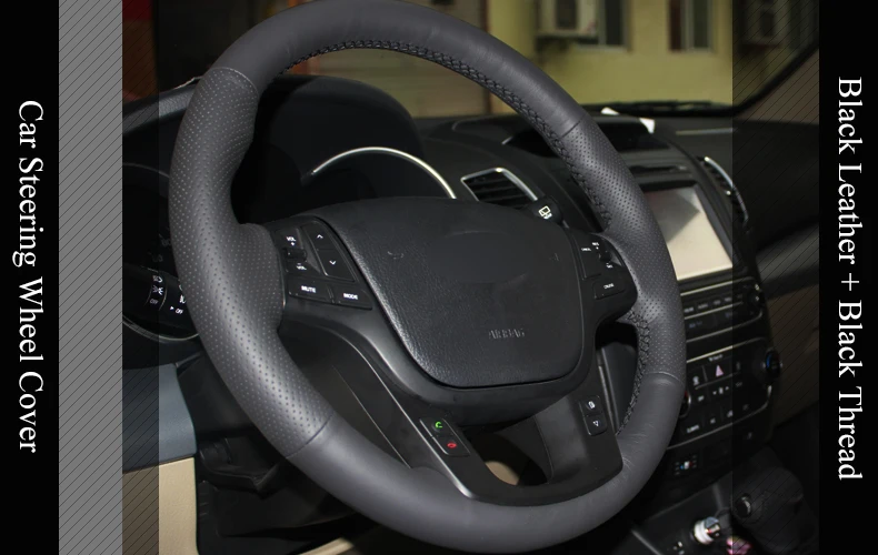 LQTENLEO черная искусственная кожа DIY крышка рулевого колеса автомобиля для Kia Sorento 2008- DVD панель 2010- K7 2011