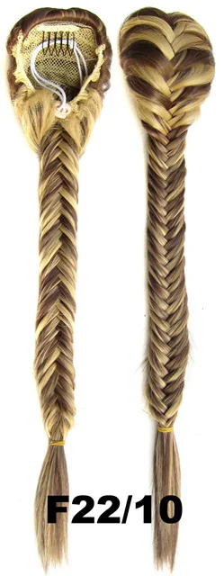Girlshow термостойкие синтетические волосы плетеные рыбий хвост шнурок конский хвост шиньон 18 цветов 1 шт - Цвет: FSP-666 Color F22-10