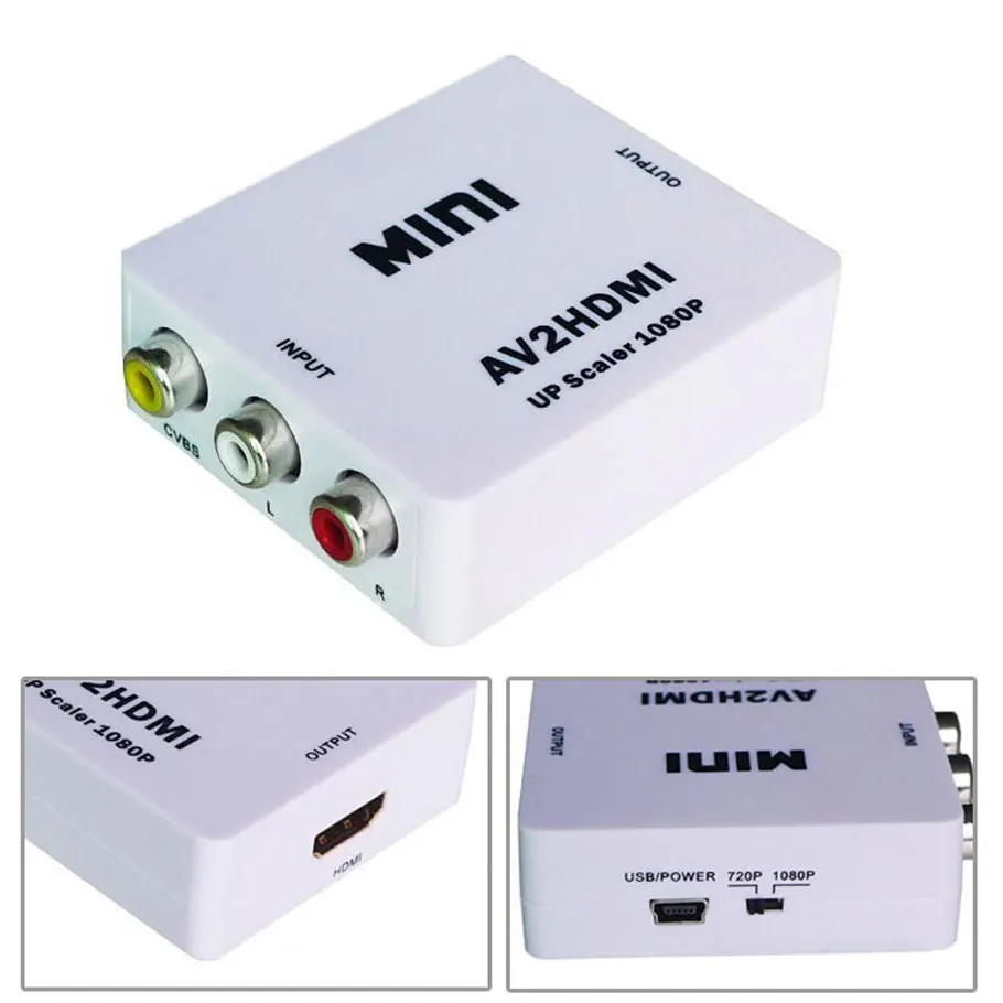 

AV2HDMI RCA to HDMI AV to HDMI 1080P AV2HDMI Mini AV to HDMI Signal Adapter Signal Converter for TV VHS VCR DVD Records