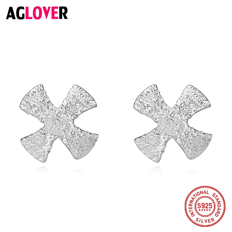 

925 Sterling Silver Lucky Four Clover Stud Earrings Fashion Cute Fresh For Women Gifts Clothing Accessories Jewelry