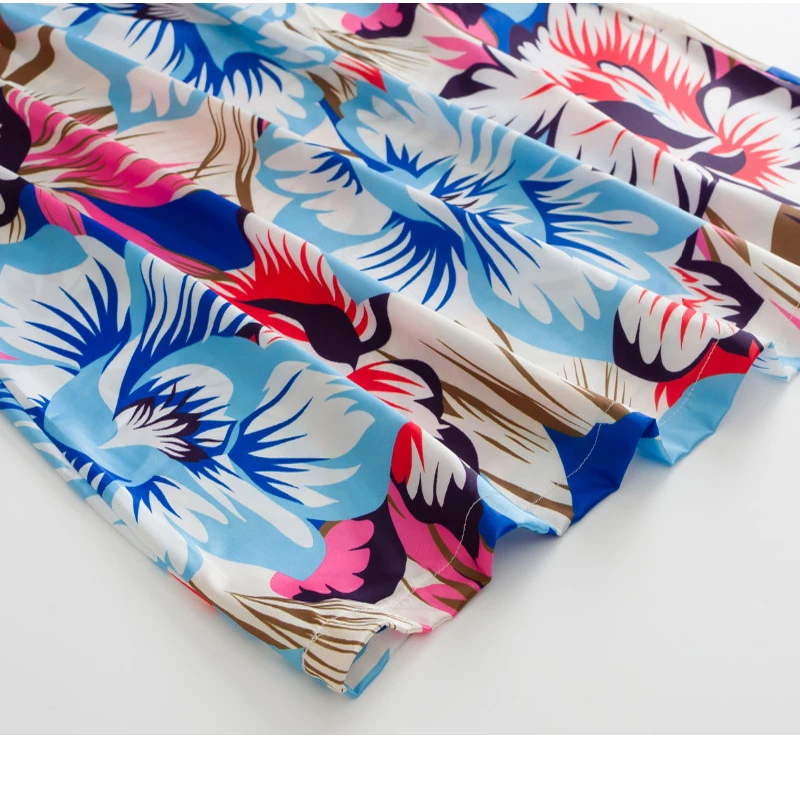 Jual Musim Panas Wanita Bohemia BoHo Gaun Mini Hawaii Bunga Dicetak Tanpa Lengan O Leher Pantai Pendek A Line