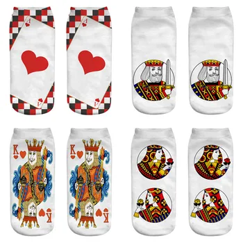 

Newest Poker 3D Printing Socks Women Kawaii Ankle Socks Fashion Chaussette Femme Calcetines Mujer Cute Funny Art Socks Meias