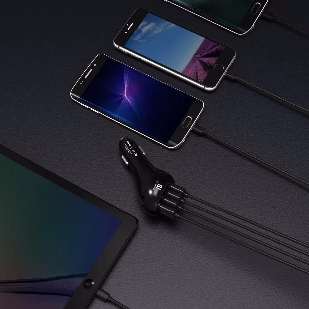 Vogek USB تهمة سيارة شاحن يو اس بي سريعة تهمة الهاتف المحمول شاحن 4 ميناء USB سريع سيارة شاحن سامسونج Xiaomi شاحن الجهاز اللوحي
