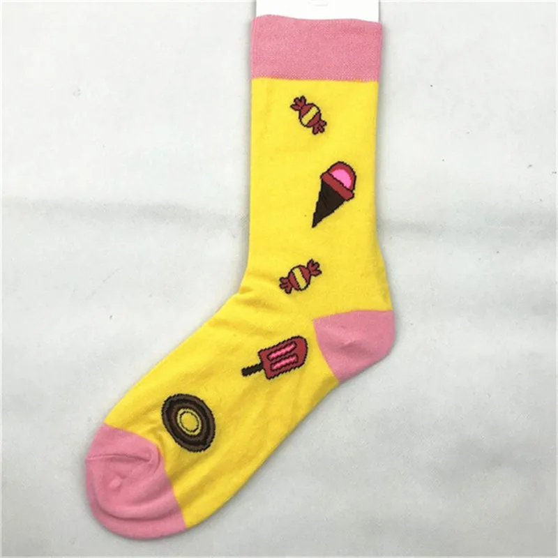 Новые милые женские носки с рисунками животных, модные носки в горошек с изображением инопланетянина, с разноцветным принтом, для девушек, Kawaii, хлопковые, повседневные носки с фруктами - Цвет: 15