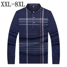 Новинка, Мужская рубашка поло размера плюс 8XL 7XL 6XL, Повседневная Деловая Мужская рубашка поло с длинным рукавом, Высококачественная Осенняя рубашка поло
