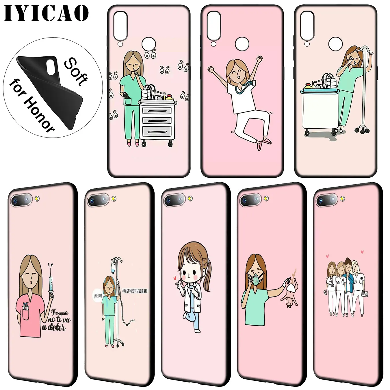 Cartoon Doctor Nurse Hot Fashion Fun Dynamic Case for Huawei Y9 Y7 Y6 Prime 2019 Honor 20 8C 8X 8 9 9X 10 Lite 7C 7X 7A Pro |