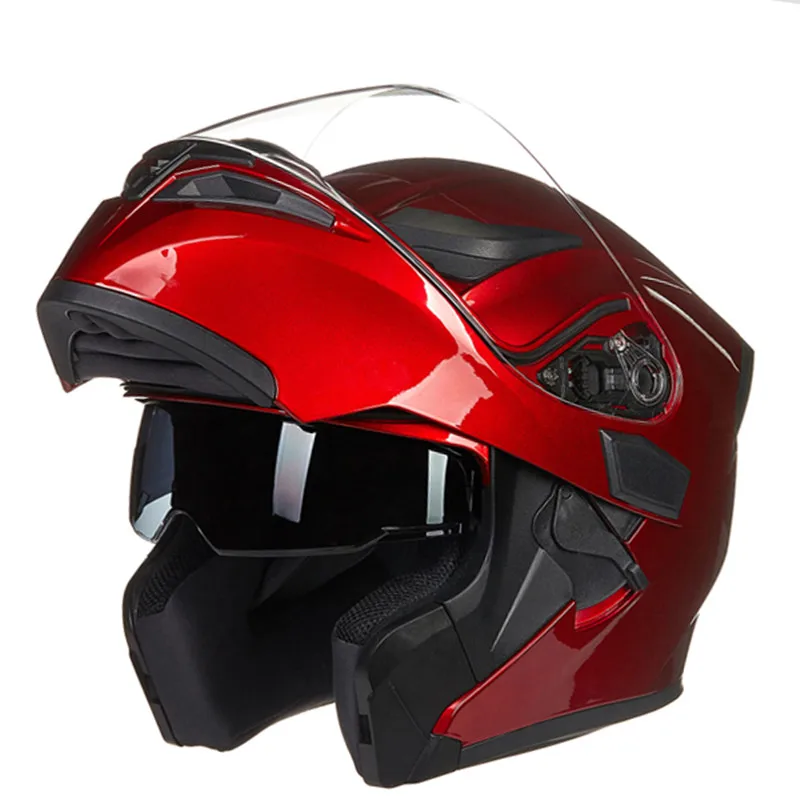 JIEKAI флип-ап мото rcycle шлем с двумя линзами модульный мото rbike шлем JK902 серии senior moto casco можно использовать лайнер - Цвет: Red