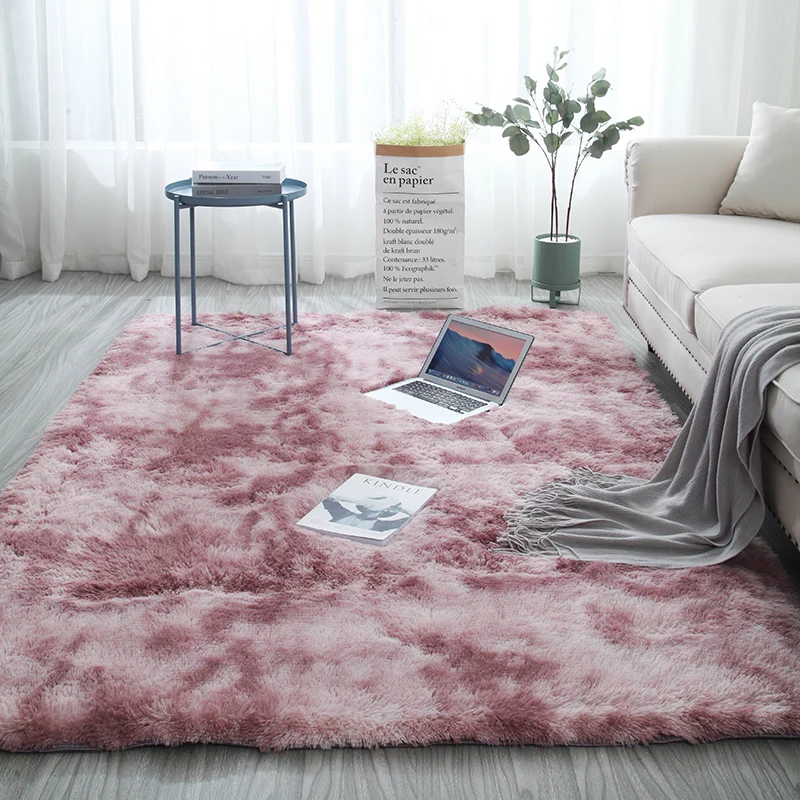

Mottled tie dyed gradient carpet net red living room long hair washable mat encryption thickening rug soft comfortable blanket