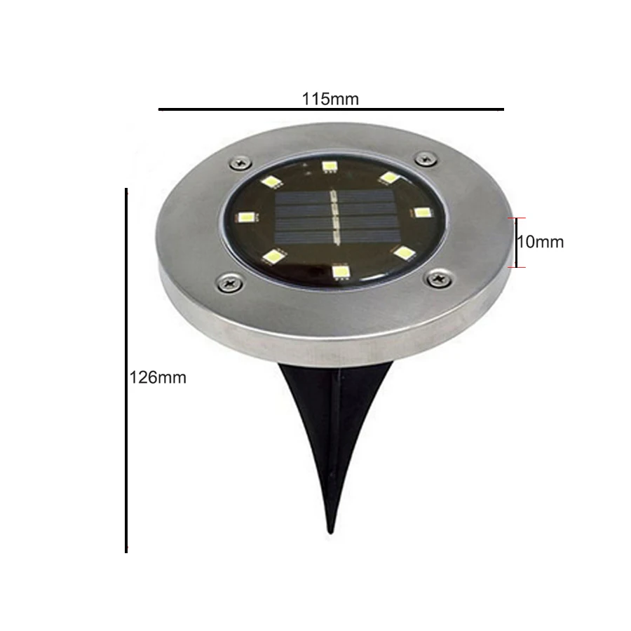 Thrisdar 6 шт Открытый Солнечный Подземный свет 8 светодиодов Нержавеющая сталь Солнечный утопленный в пол света Открытый Путь Сад грунтовый светильник
