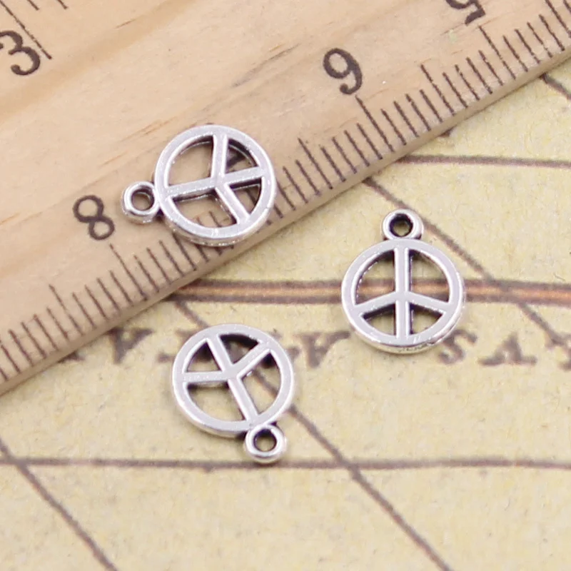 

50pcs/lot Charms peace symbol 10x8mm Tibetan Silver Pendants Crafts Making Findings Handmade Antique Jewelry DIY for Necklace