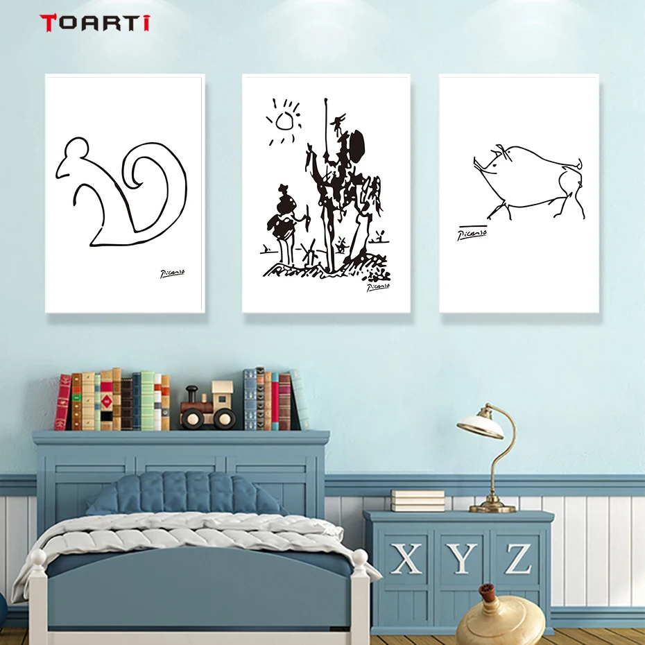 Farm Lives Abstract Wall Art Minimalist Line Drawing Black&White Nordic Modular Paintings Living Room Poster Pictures Decoration (5)