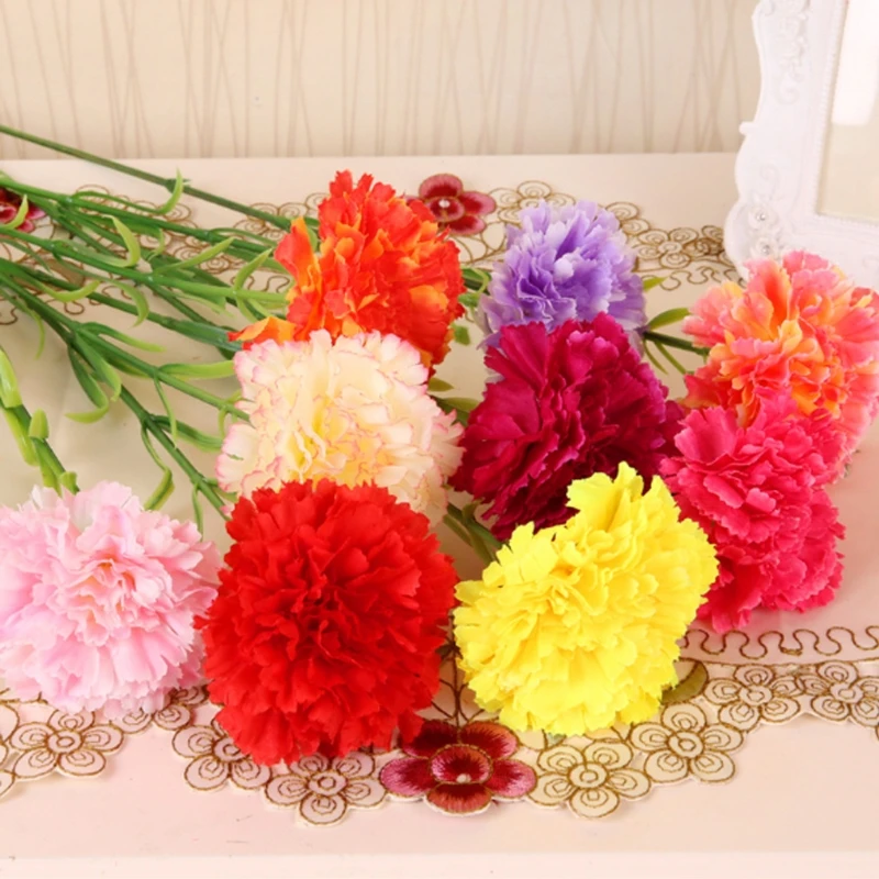 10Pcs Artificial Fake Carnation Flower For Bridal Bridesmaid Wedding Party Decor 