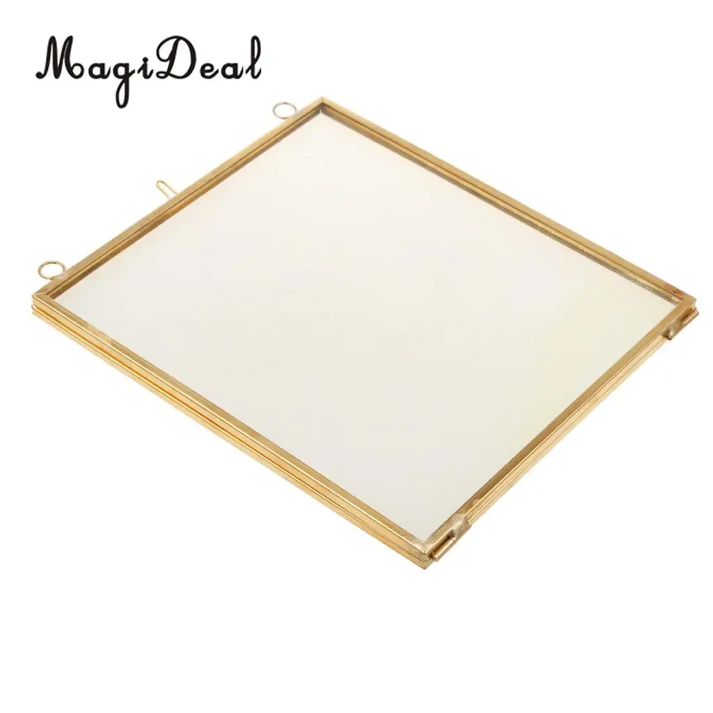 MagiDeal Antique Brass Glass Picture Photo Frame Hanging Retro Portrait 5.5 x 6.3` for Desktop Home Art Decor Frame For Pictures