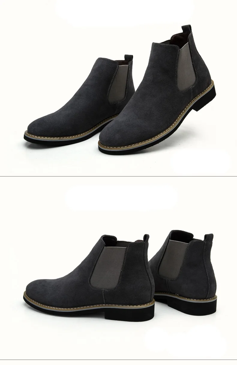 NPEZKGC/Демисезонные ботинки из натуральной замши; кожаные швейные нитки; мужские ботильоны в британском стиле; кожаные мужские ботинки