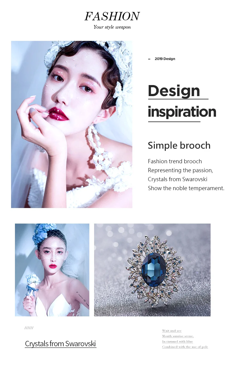 Blue Swarovski Crystal Brooches  (2)