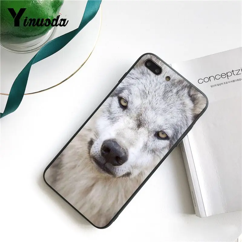 Yinuoda для iphone 7 X Чехол крутой волк животное черный и белый первоклассный чехол для телефона для iphone X 6 7 6s 7plus 8 8Plus 5 5S XS XR