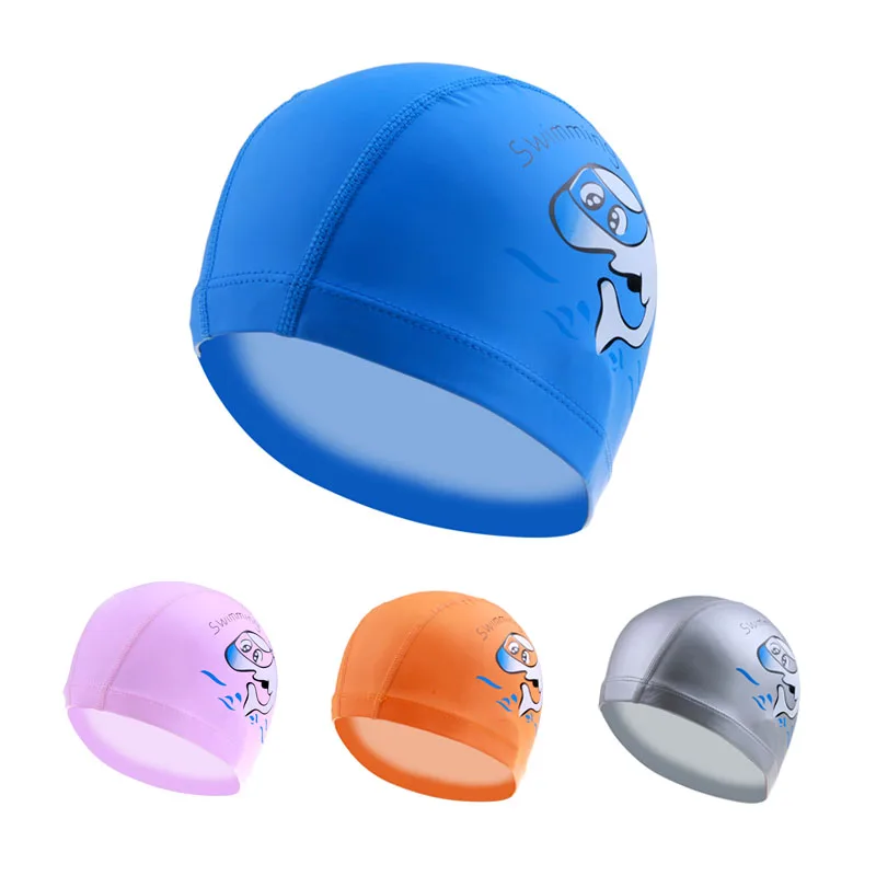 New Cartoon Swimming cap PU Children Waterproof Swimming caps kids swim