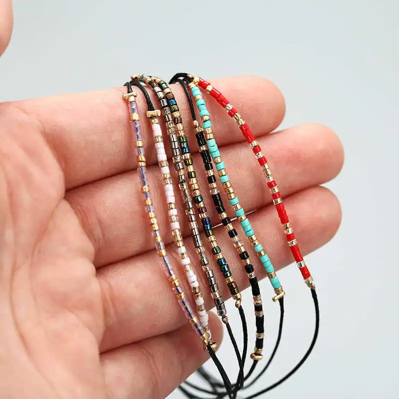 

New Hot Selling Tiny Beads Bracelet For Women Colorful Simple Wire Adjustable Bracelet Gift For Friend Wholesale