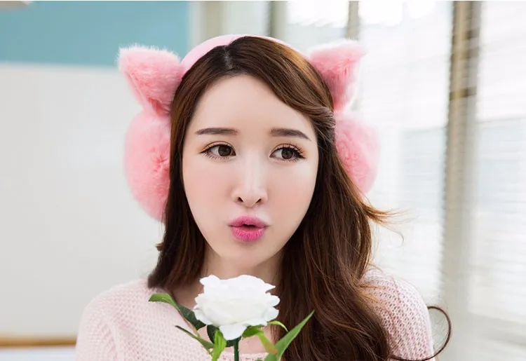 SuperB&G плюшевые Женская зимняя обувь Earmuff теплый наушники для девочек наушники искусственного меха кролика уха дизайн защита ушей наушники