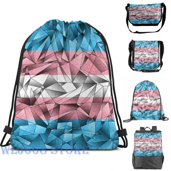 

Funny graphic print shoulder Bags women Abstract Transgender Flag Single shoulder backpack travel for men Gym Bag