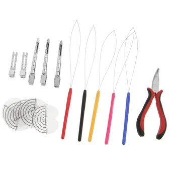 

Feather Hair Extension Tools Set Pliers Loop Hook with Fusion Heat Hair Extensions Tools