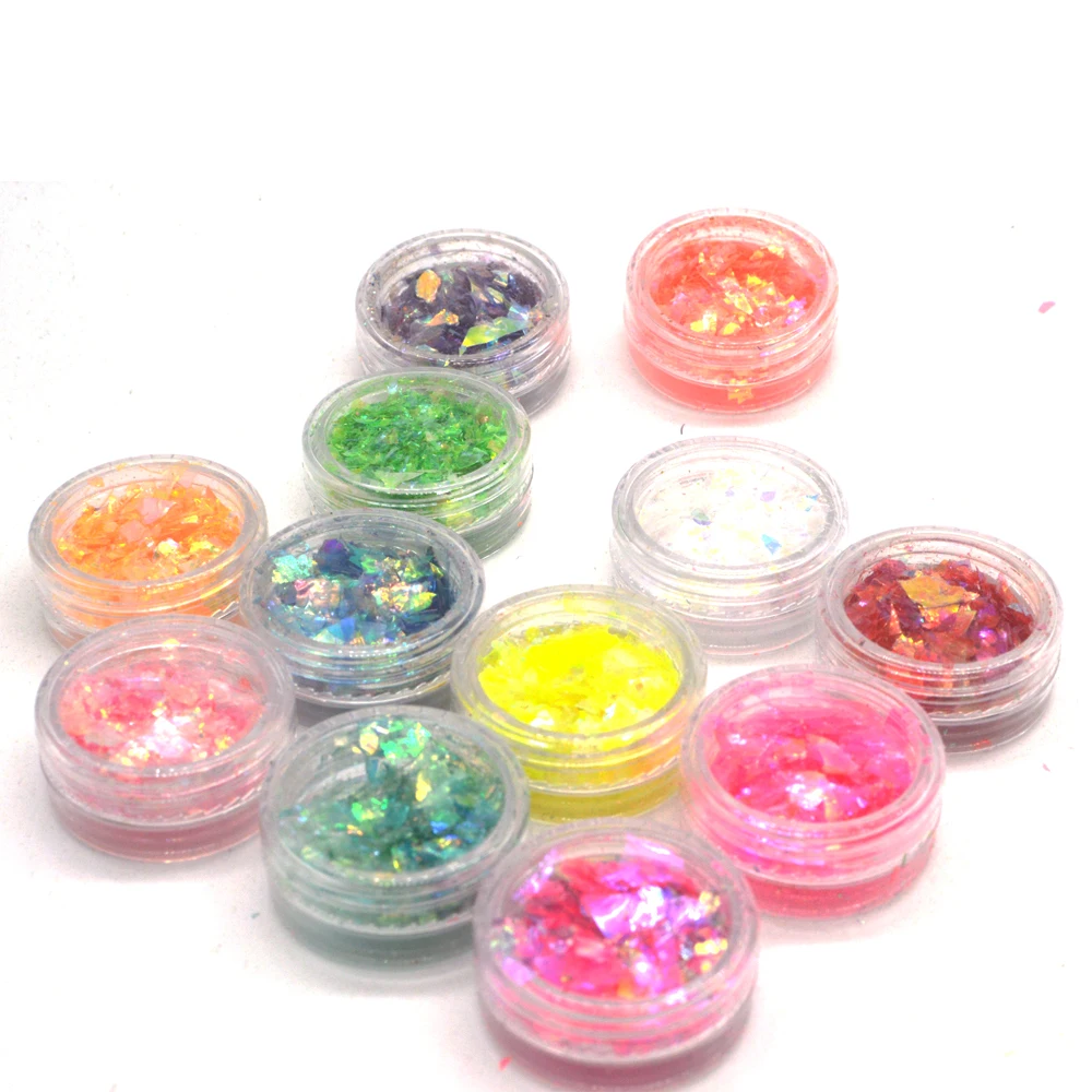 12 Bottles/set Nail Glitter Assorted Colors Nail Art Fine Glitters