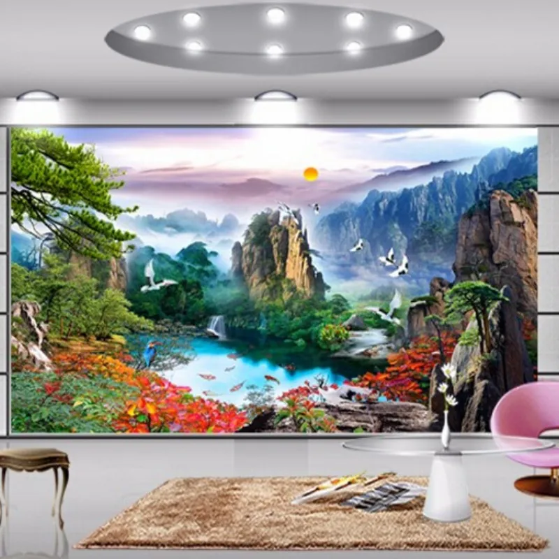 

Large mural wallpaper for walls 3 d wall paper for living room TV backdrop wallpaper Chinese landscapes papel de parede