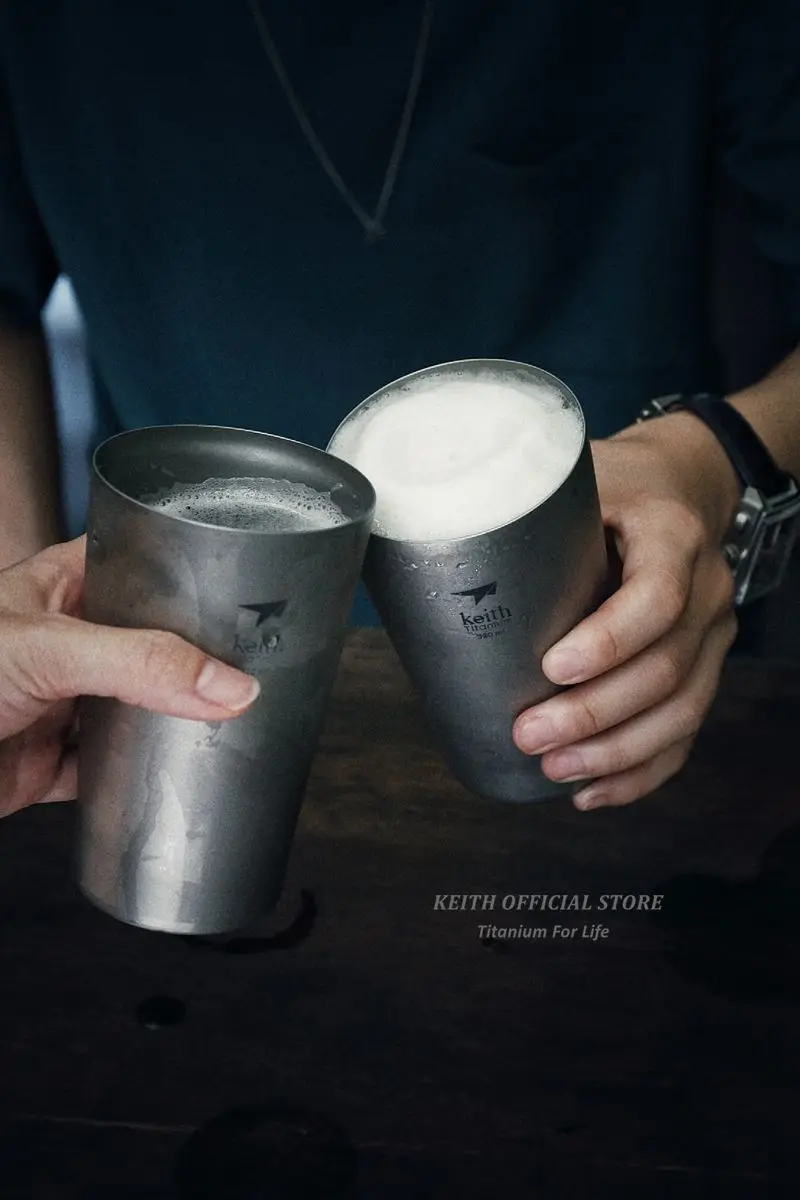 Keith doble pared de titanio cerveza Tazas aislamiento Vasos y copas al aire libre camping Tazas ultraligero taza del viaje 320 ml 98g ti9221