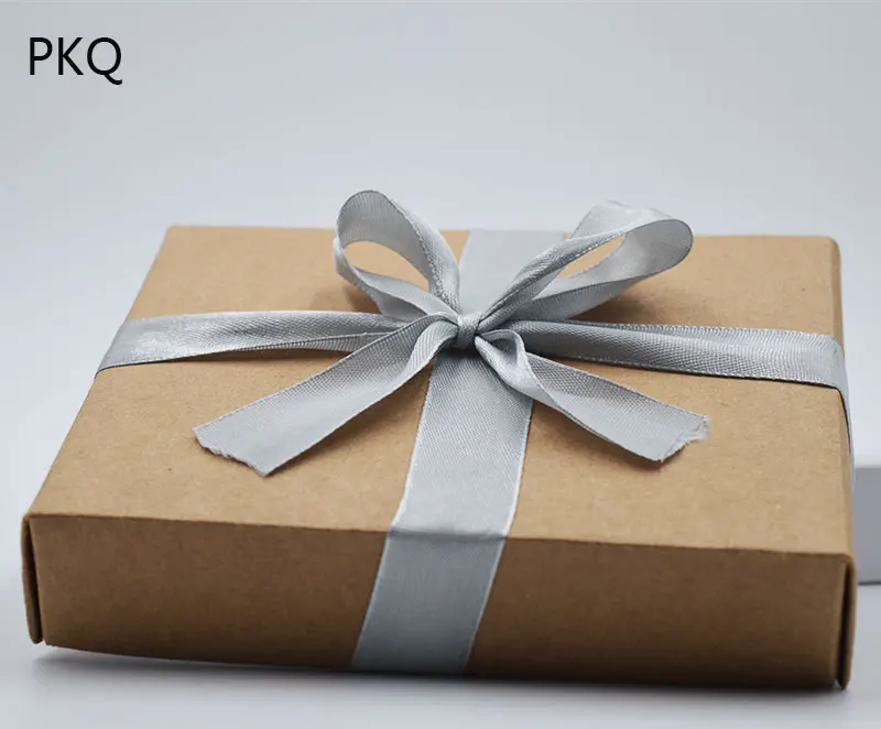 

10pcs white Kraft Paper Box for jewelry black DIY Wedding Favor Gift Box brown Small Cookie Paper Box soap Packaging With ribbin