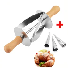 Режущий ролик для изготовления круассан, хлеб форма для Круассанов тесто Кондитерская деревянная ручка ножа для выпечки кухонный нож