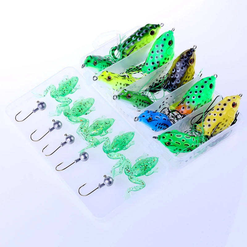 20pcslot 3D eyes Frog Lures Fishing Lure Soft Plastic Fishing Bait  Bass Tackle With Hook Top Water Artificial Fish Tackle