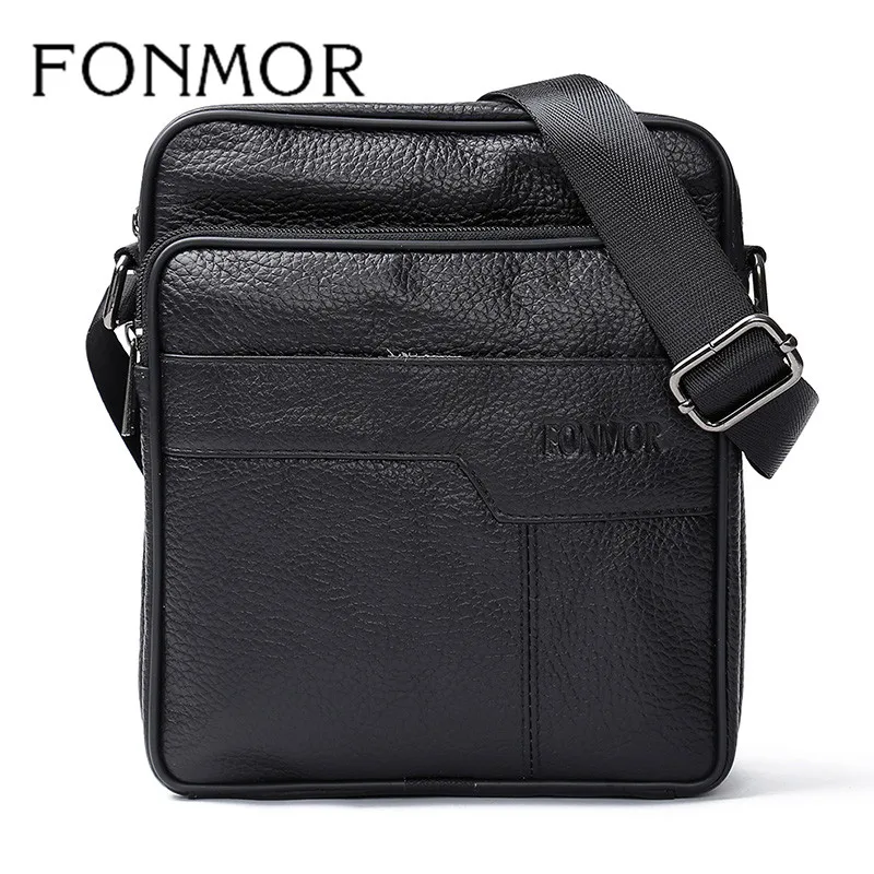 Fonmor Casual Men's Messenger Shouder Bags For Man Genuine Zipper Cowhide Leather High Quality Male Fashion Crossbody Bag 2020 |