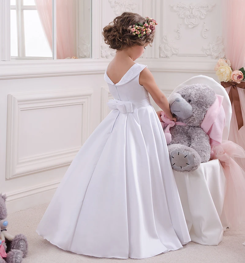 Атласное платье принцессы для маленьких детей; Вечерние Платья с цветочным узором для девочек; Свадебные платья для первого причастия; Платья для особых случаев