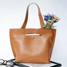 2016 New Tote Bags For Women Simple Designer Handbags High Quality Soft Cow Genuine Leather Solid Brown Bolsa Feminina Wholesale