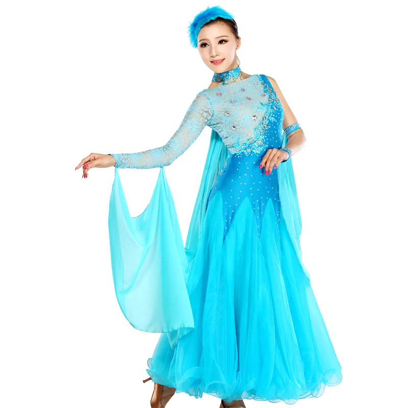 high qualty modern dance costume skirt one piece ballroom dance