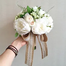 Западной Стиль элегантный Пион цветочный свадебный букет невесты с аксессуары для моделирования 0413-01