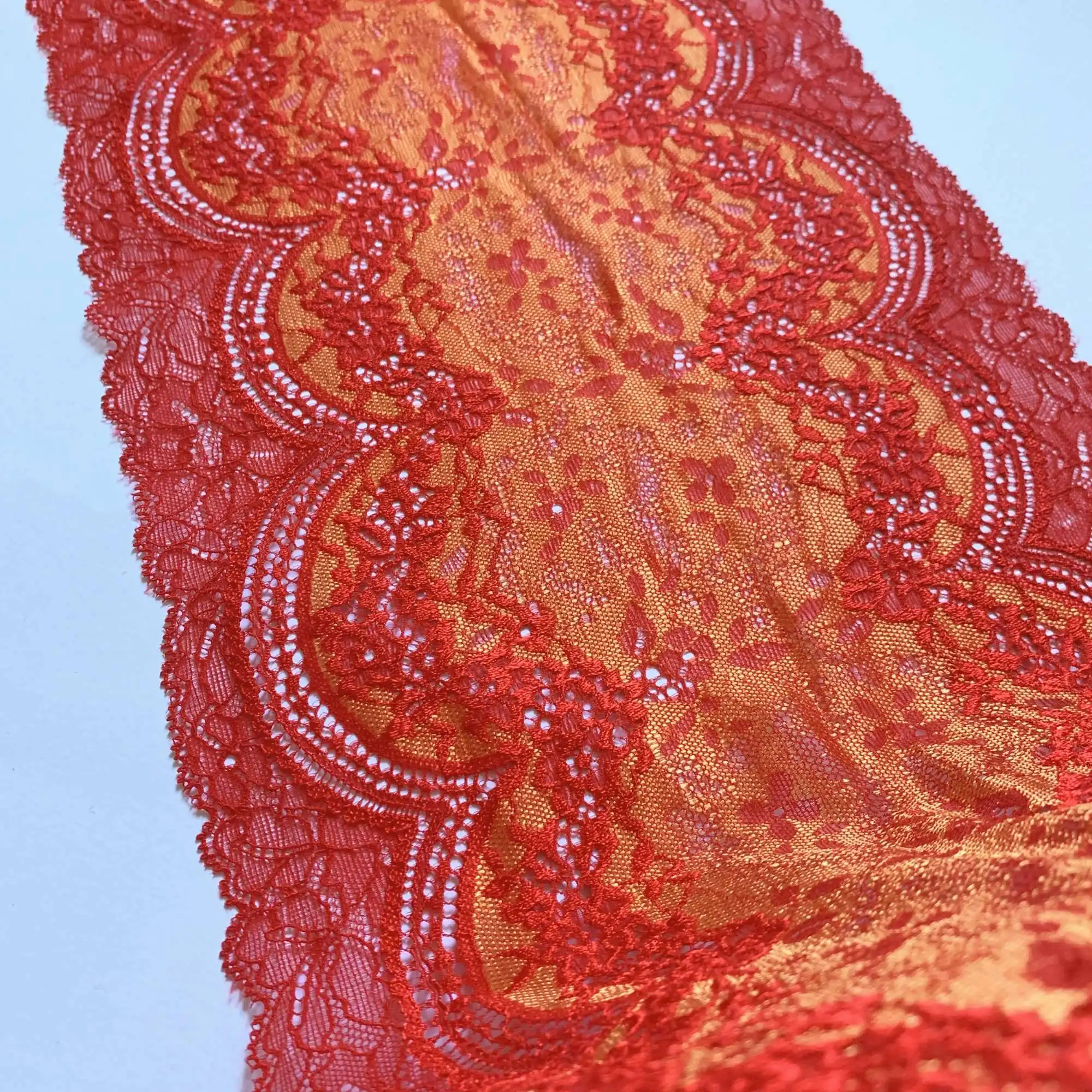 2y/лот 23 см оранжевый красный эластичная кружевная отделка праздничный Декор Аксессуары для нижнего белья Свадебный Материал ручной работы