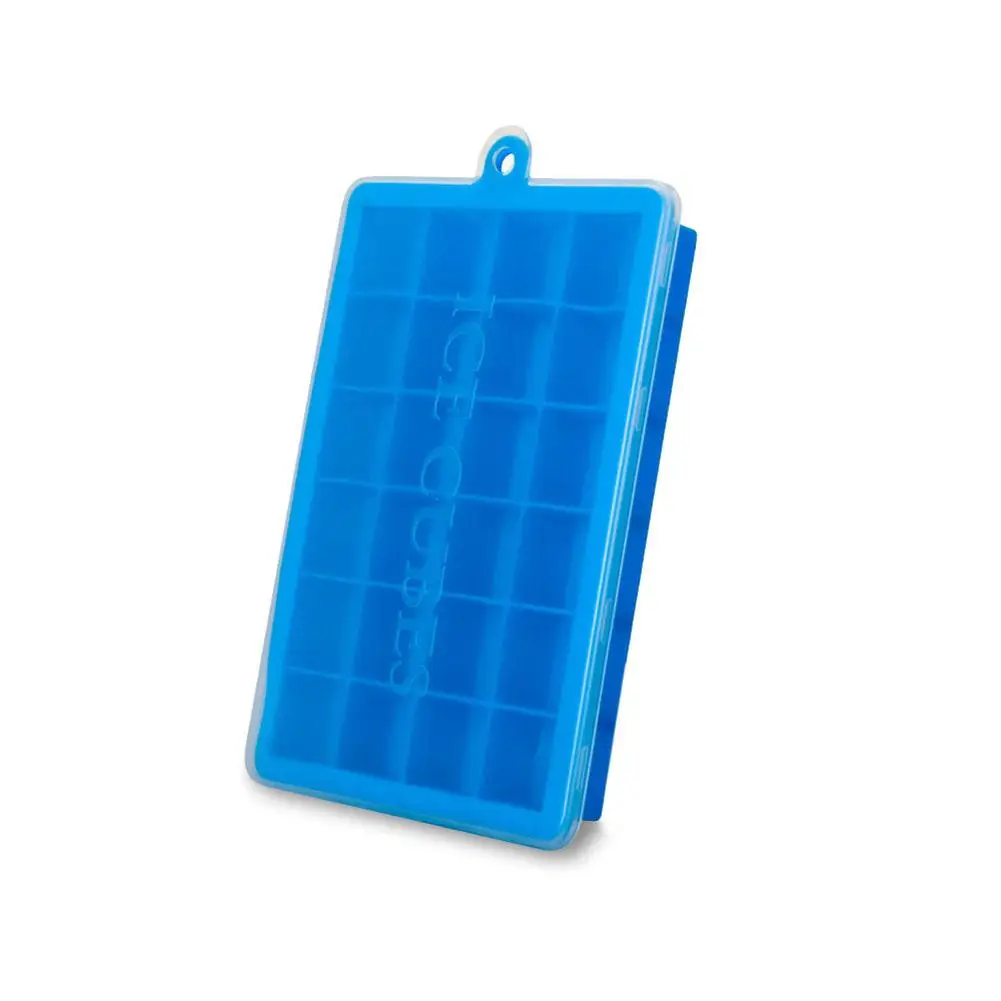LanLan 15-отверстие Еда Класс силиконовые формы для кубиков льда виски льда лоток с крышкой квадратной формы DIY Лед плесень - Цвет: Dark blue