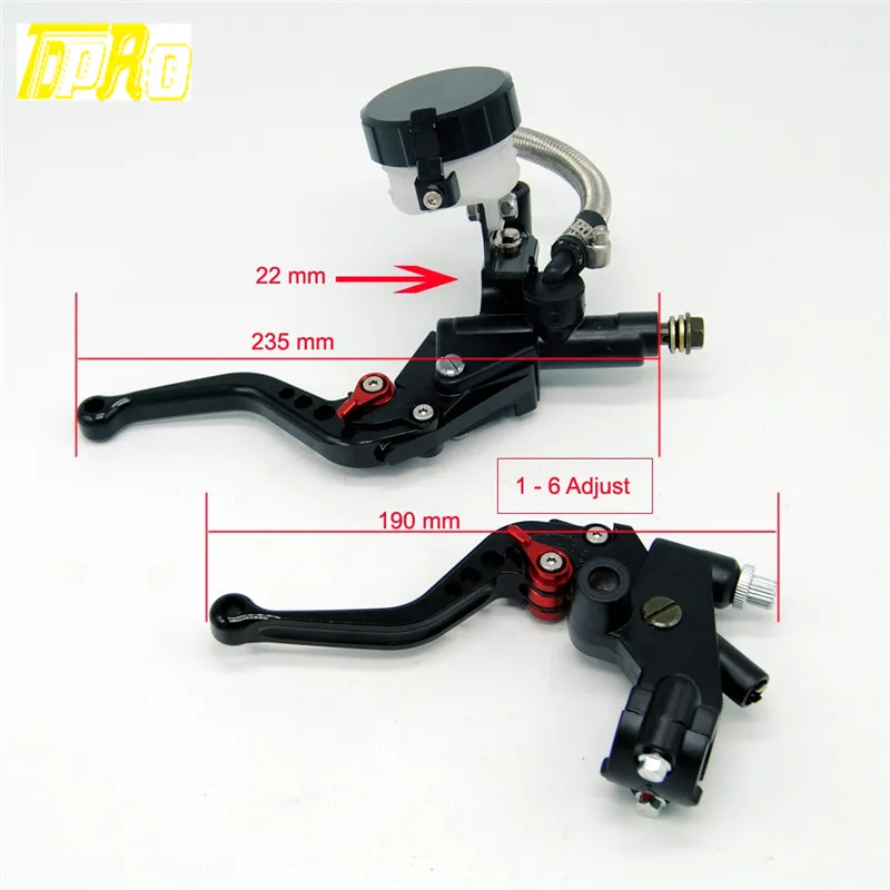 

TOPRO Clutch Brake Levers Hydraulic Master Cylinder Kit Reservoir Set For Dirt Pit Bike Motorcycle Yamaha kawasaki Honda Suzuki