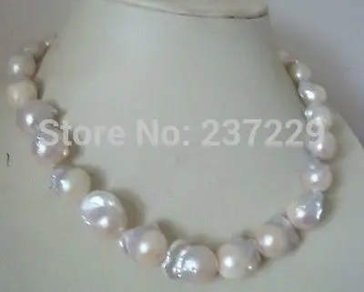 

HOT## Wholesale price FREE SHIPPING ^^AAA 18-23mm south sea white baroque pearl necklace 18inch