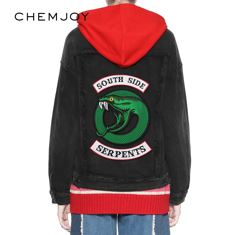 

Set of 3 Green Snake Patches Large Ironing on Jacket Applique Embroidery Sticker For Clothes Riverdale South Side Serpents Patch