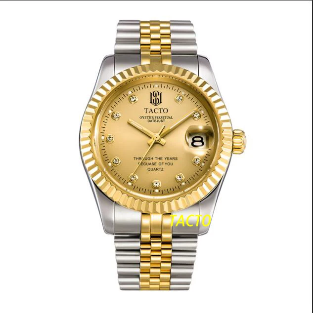 TACTO patek мужские часы брендовые роскошные стальные кварцевые часы водонепроницаемые золотые черные parro военные спортивные часы мужские часы Relogio - Цвет: 77