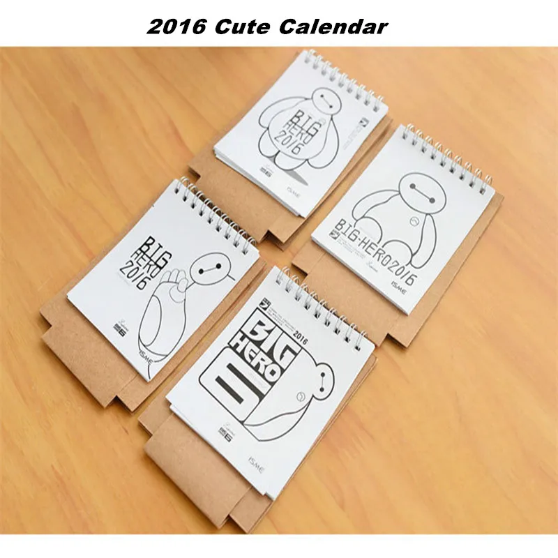 cartoon calendar 2016 mini table calendario cute cat baymax