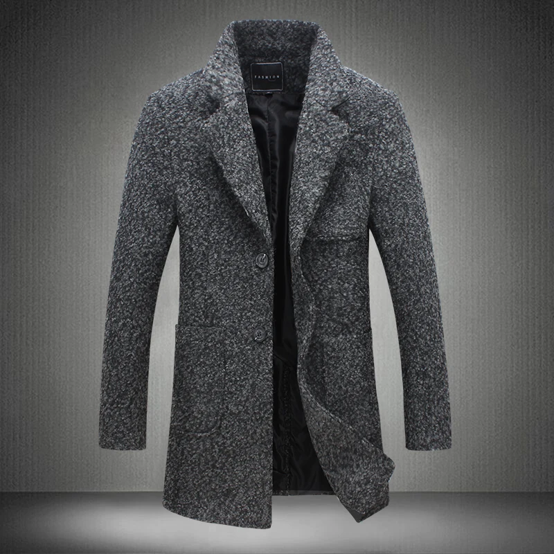 Мужской длинный Тренч из 40% шерсти зимний большие M 5XL 2019|Плащи и тренчи| |