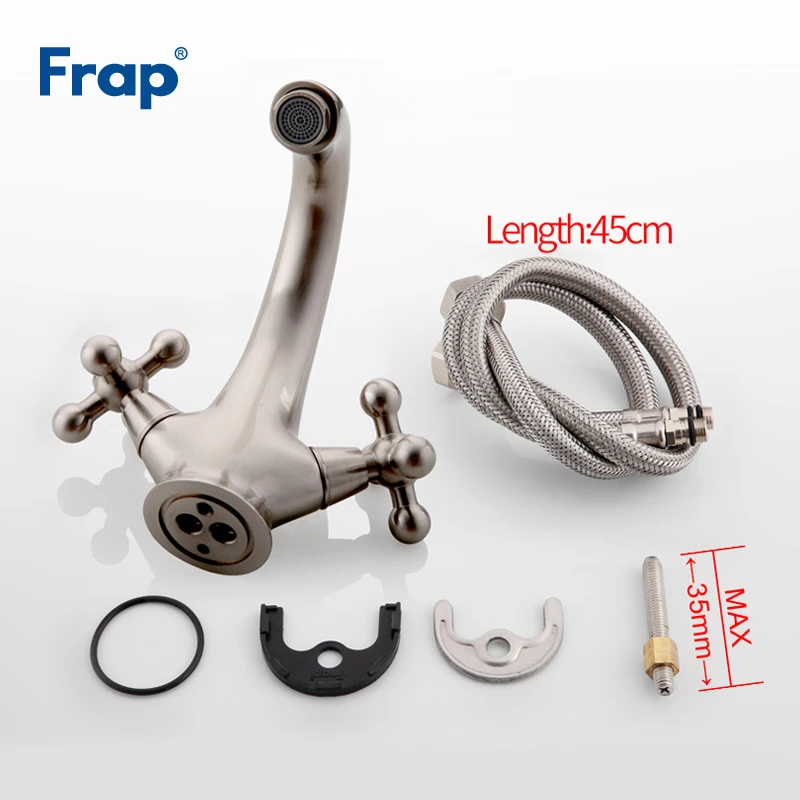  Frap 1 Set Nickel Brushed Deck Mounted Faucets Home Kitchen Bathroom Basin Sink Water Faucet Retro  - 32942062963