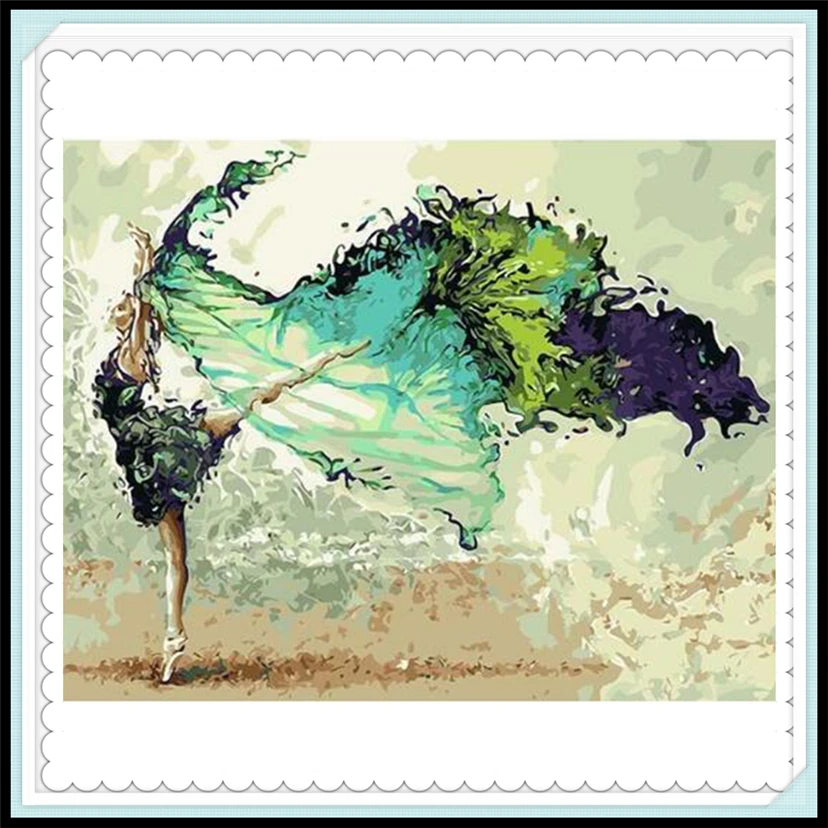 Frameless Picture DIY Oil Painting By Numbers Abstract Dancer Picture
