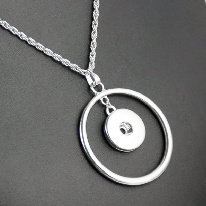 

HOT sales round circle snap button jewelry pendant Necklace NX6366 (fit 18mm 20mm snaps)