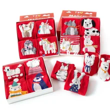 La MaxPa 4pairs/box Cotton Meias Christmas Warm Cute 3d Animal Patterns Cartoon Socks Women Men Stretch Socks k2051