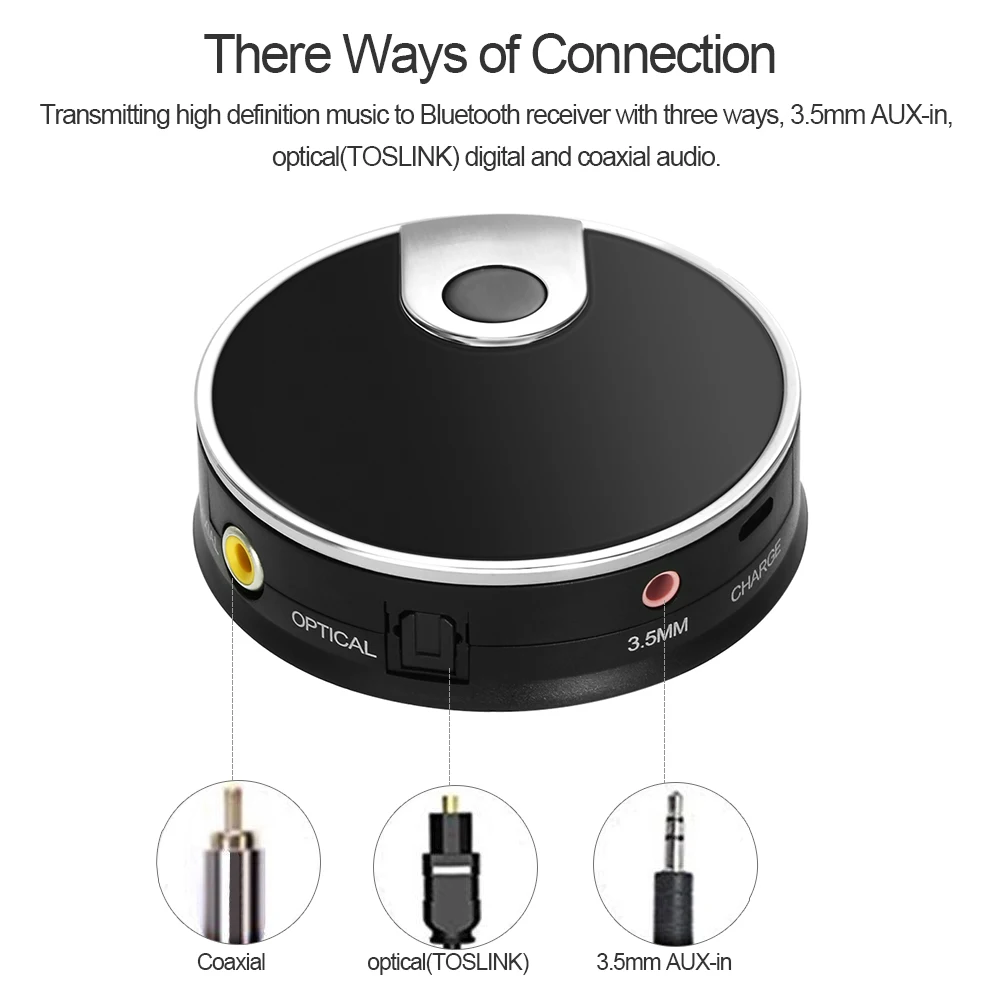 

Bluetooth Receiver Transmitter Wireless Audio Adapter with Optical Fiber Coaxial 3.5mm AUX-in Input for TV Box/Smart TV/PS4